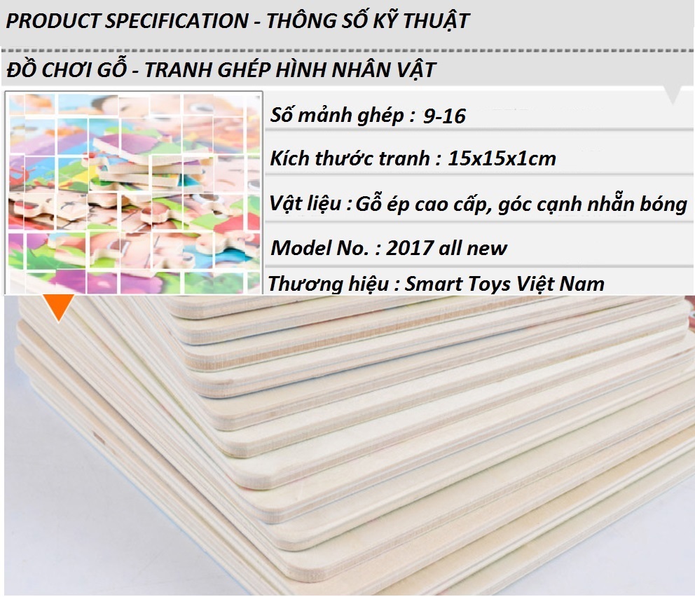 Tranh ghép gỗ 9 mảnh - Combo 10 tranh động vật và phương tiện giao thông