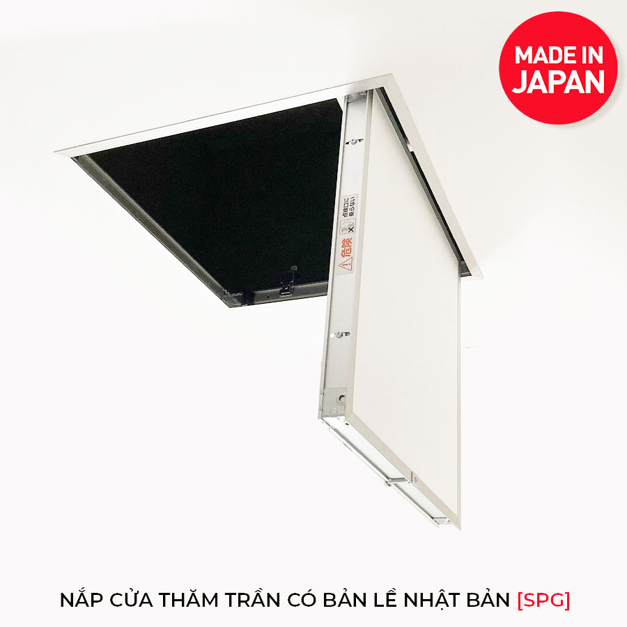 Nắp cửa thăm trần thạch cao 60x60cm SPG-68360 - Nhật Bản, Khung nhôm có bản lề mở thả xuống, sơn tĩnh điện màu Trắng.