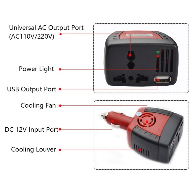 Tẩu Chuyển Đổi Dòng Điện 12V sang 220V Trong Xe Ô Tô