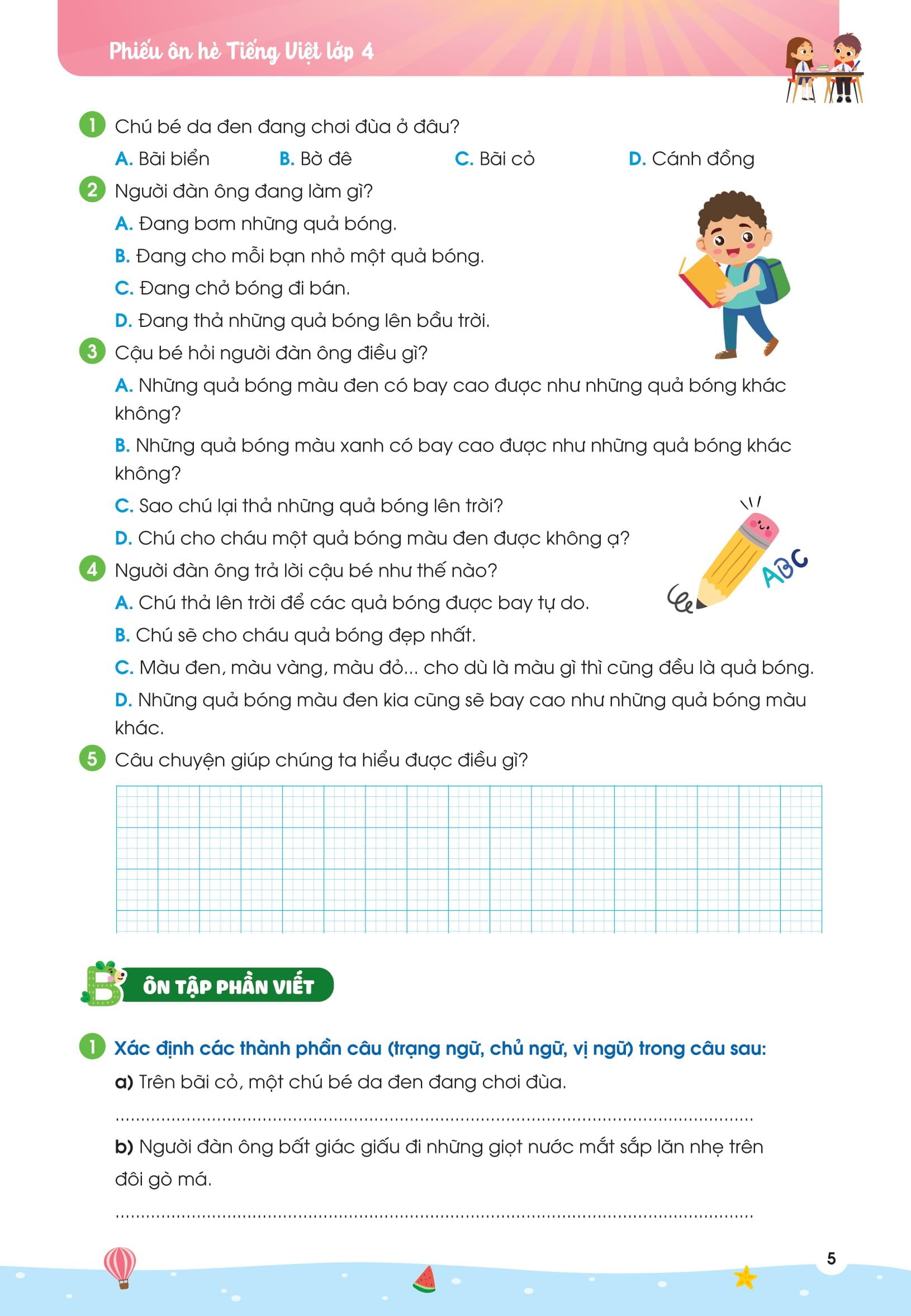 Sách - Phiếu Ôn Hè Tiếng Việt Lớp 4