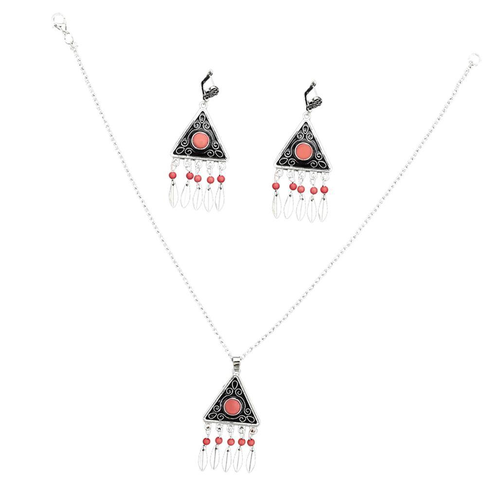 Fashion Women Jewelry Set Bohemian Tassel Pendants Necklace and Earring
