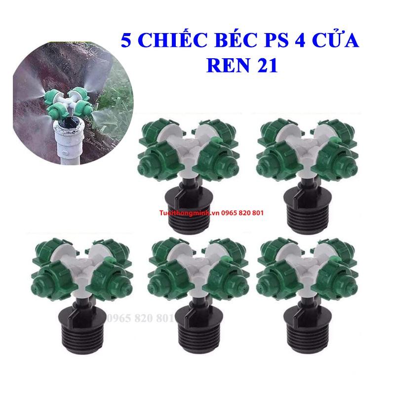 5 chiếc Béc phun sương 4 cửa kèm ren 21 tiện lợi