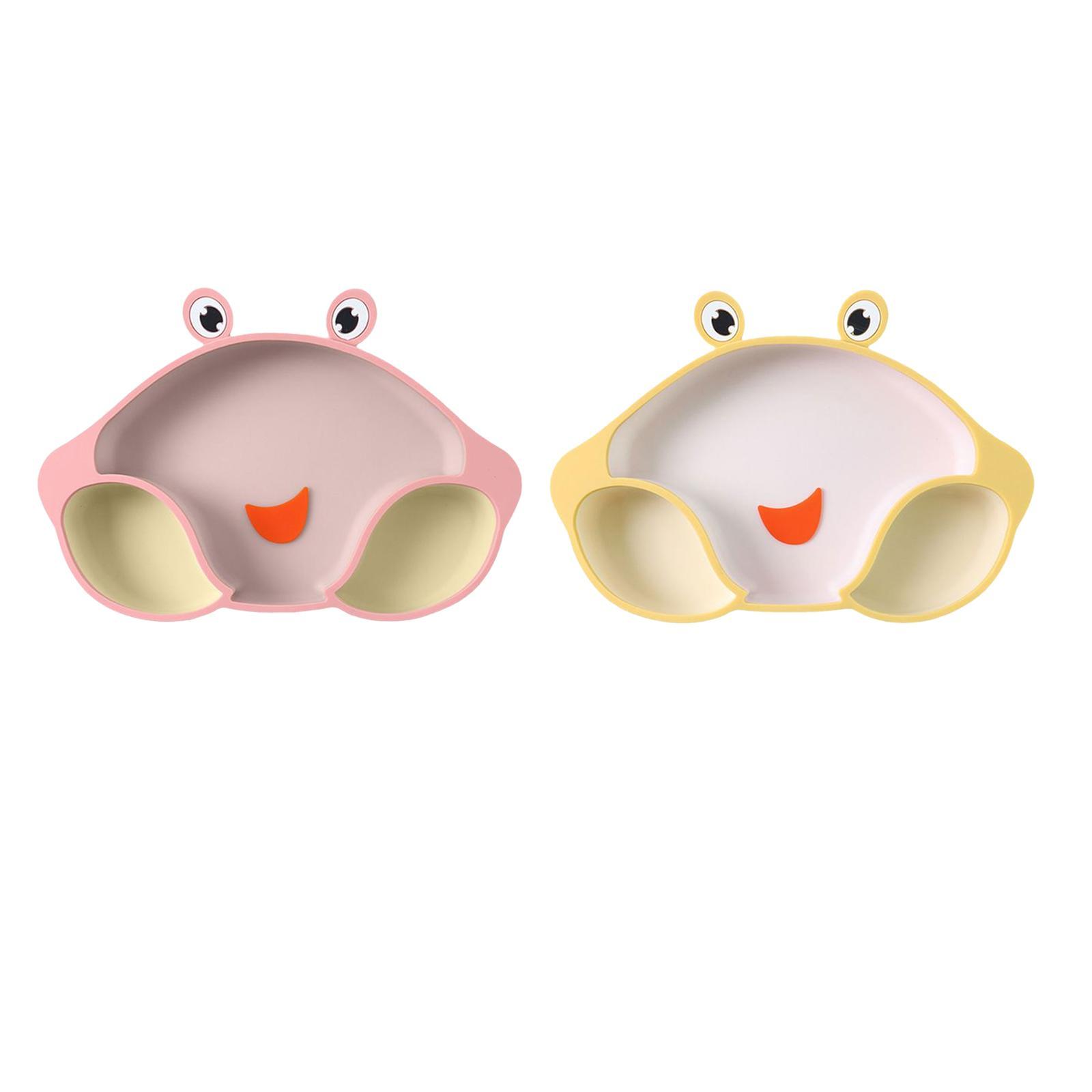 2pcs Silicone Suction Divided Plate Placemat Training Feeding Tableware
