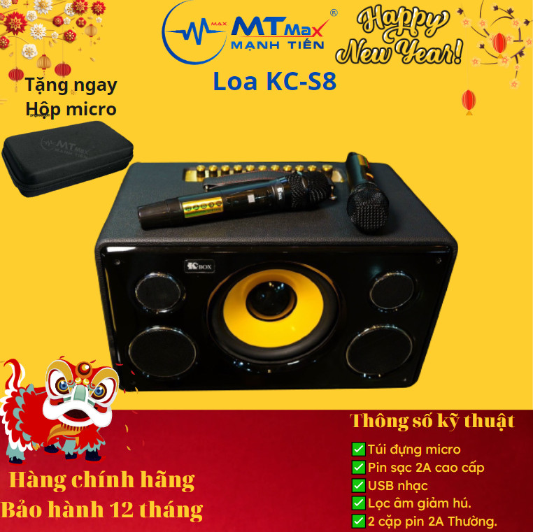 LOA XÁCH TAY KCBOX KC S8 KÈM 2MIC CÔNG SUẤT 200WAT NGOẠI HÌNH GỌN NHẸ TINH TẾ -BASS SIÊU TRẦM CHO BẠN TRÃI NGHIỆM KARAOKE NGHE NHẠC TUYỆT HẢO