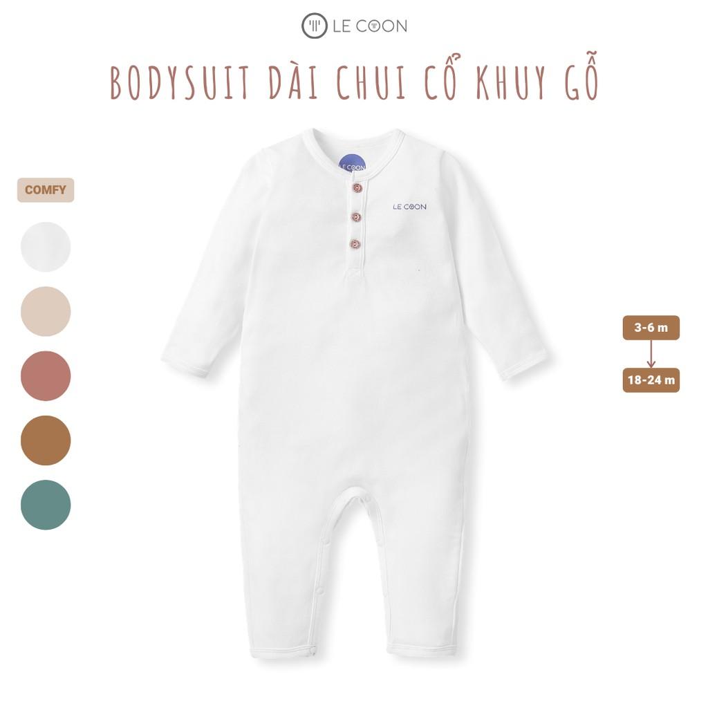 Bodysuit dài chui cổ khuy gỗ LC0549 Le coon - Be,9-12M