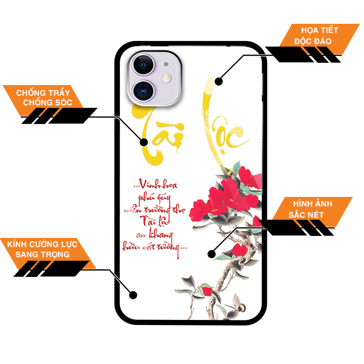 Ốp Lưng Cho Điện Thoại IPHONE 11 - Mặt Lưng Kính Cường Lực - 7933 TAILOC02 - Hàng Chính Hãng
