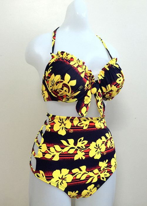 Bikini cạp cao hoa vàng 8T15