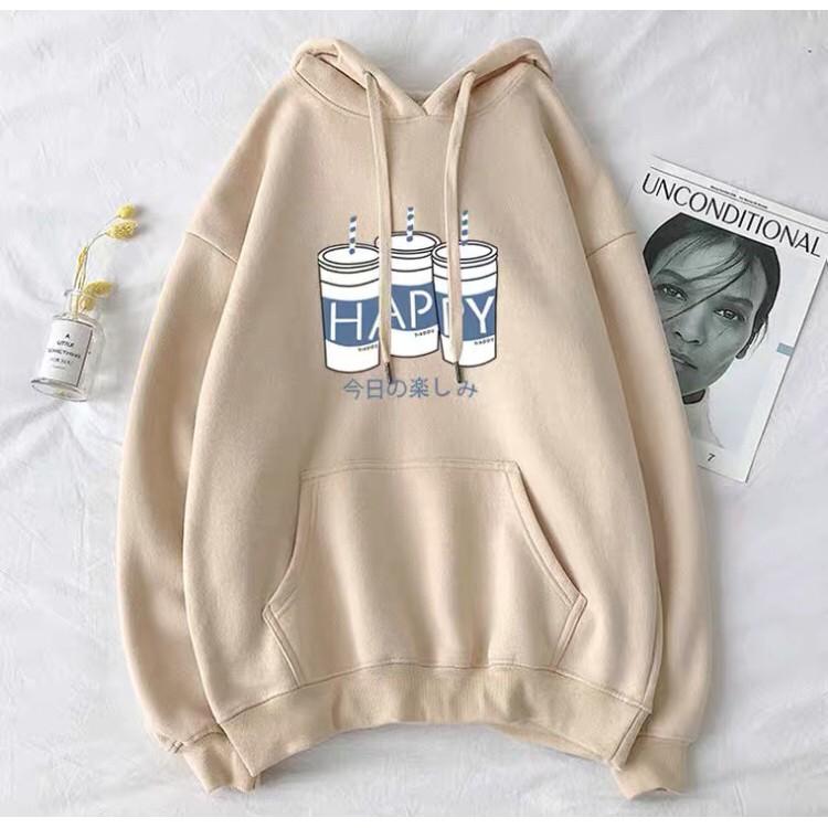 ÁO HOODIE NAM NỮ IN HÌNH 3 LON NƯỚC HAPPY VẢI NỈ CHẤT DÀY MỀM MỊN ĐẸP