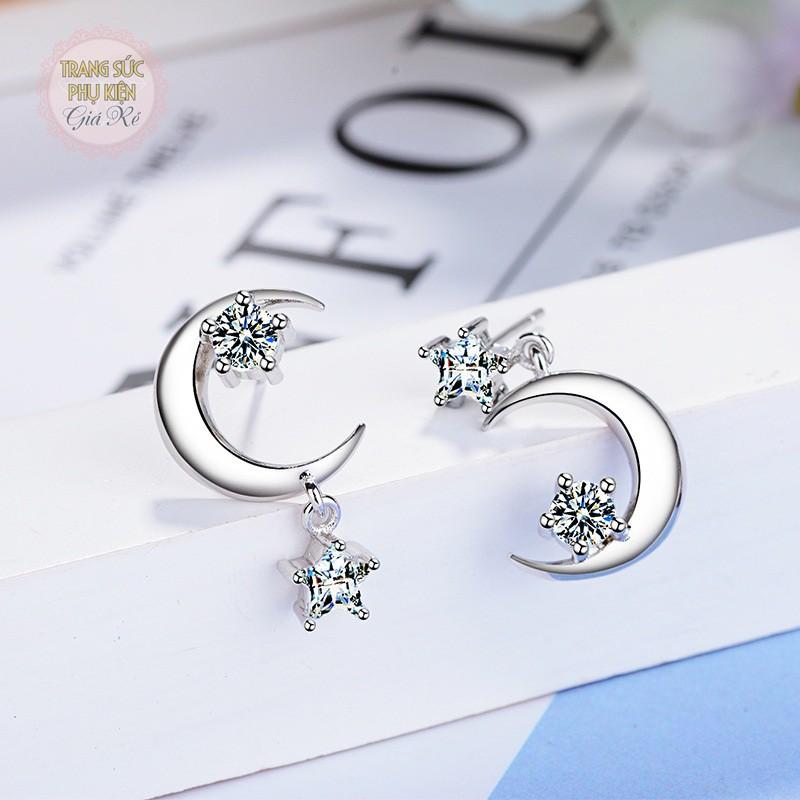 Bông tai trăng sao cực cute HT173, S925 xinh xắn, sale giá rẻ