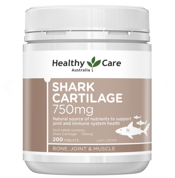 Sụn vi cá mập Úc Healthy Care Shark Cartilage 750mg tăng sức khỏe xương khớp, cơ bấp, tăng chức năng vận động - Massel Official