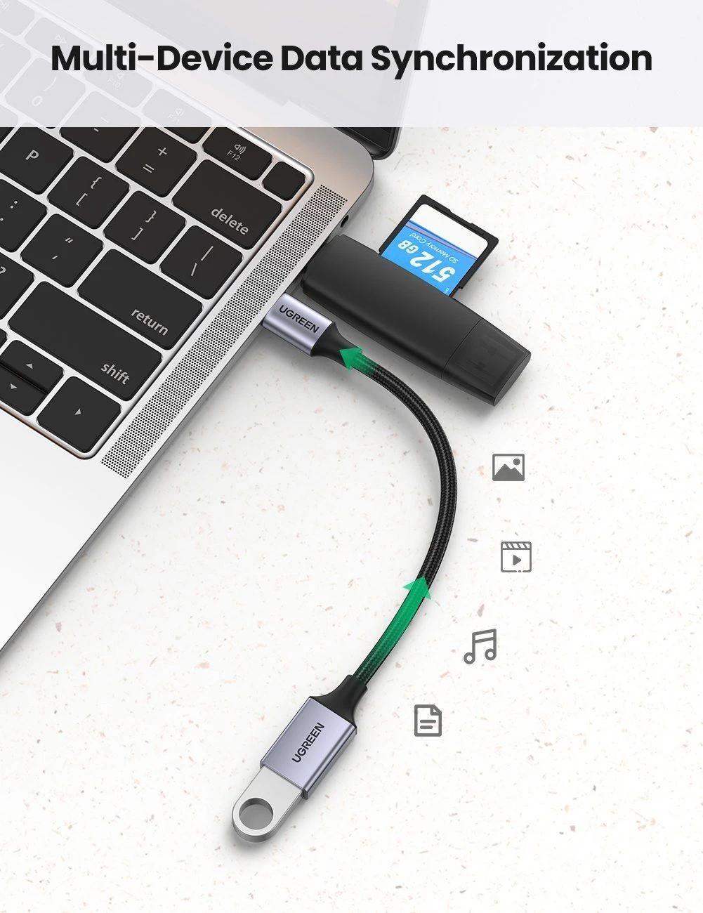 Ugreen UG70889US378TK 10cm bộ chuyển USB type C ra USB 3.0 OTG màu xám - HÀNG CHÍNH HÃNG