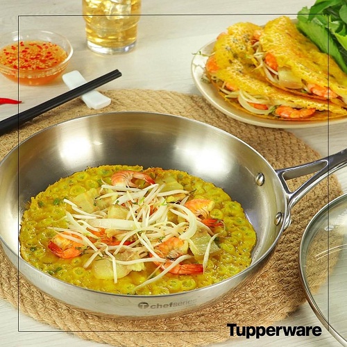 Chảo T Chef Tupperware Series Frypan 24cm (Nắp Kính)