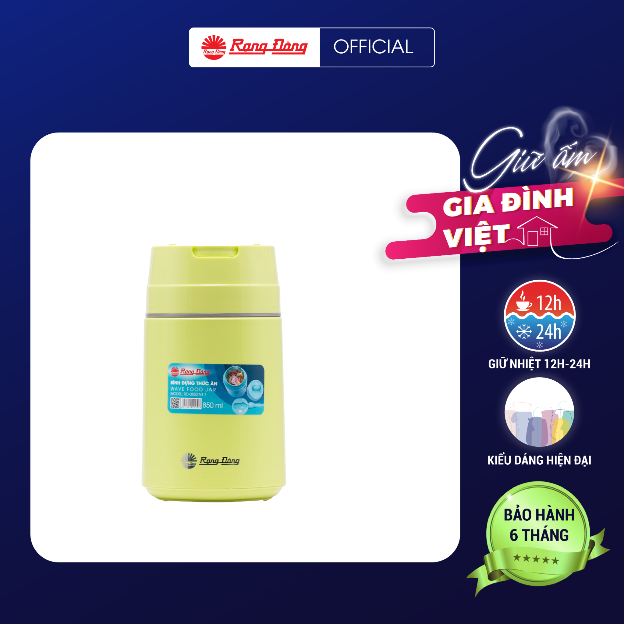 Bình đựng thức ăn giữ nhiệt Rạng Đông RD 0850 N1.T