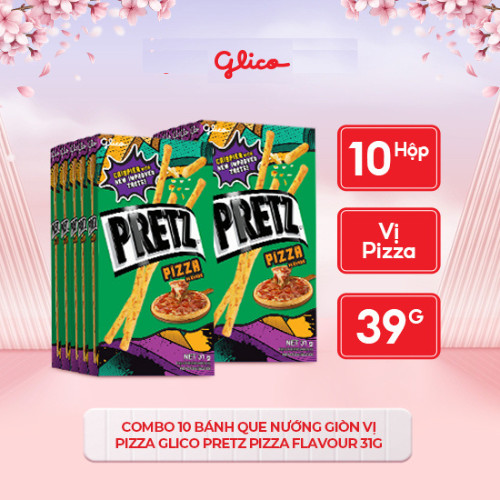 Bánh que nướng giòn vị pizza GLICO Pretz Pizza Flavour 31g (Combo 10 hộp)