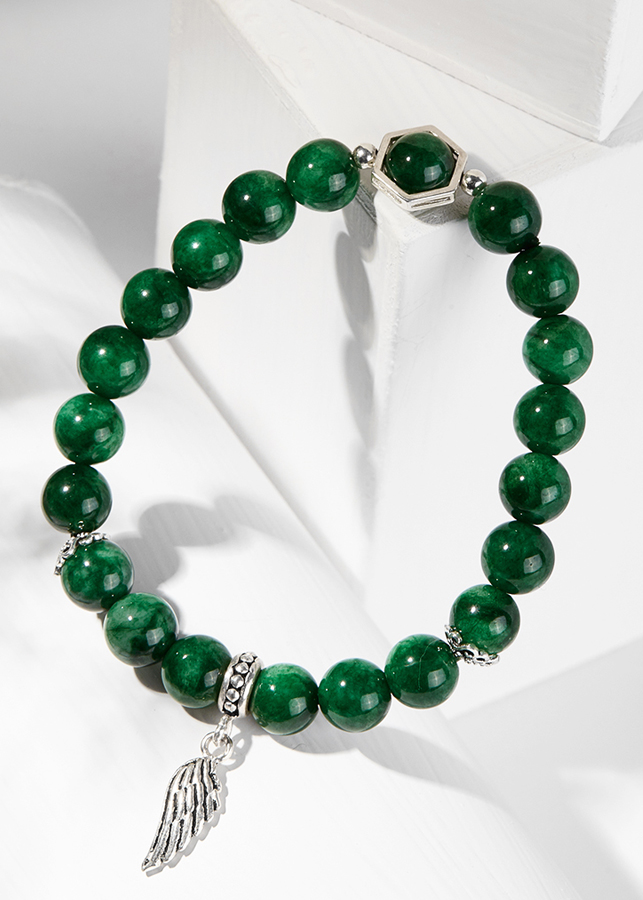 Vòng tay đá cẩm thạch sơn thủy phối cánh bạc Ngọc Quý Gemstones