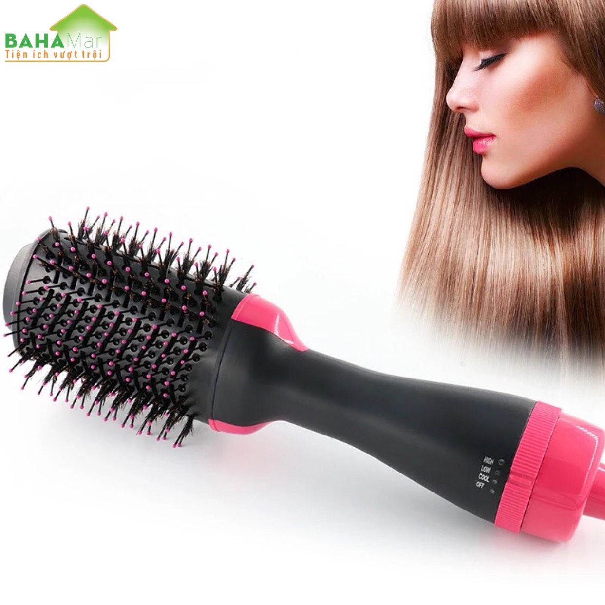LƯỢC ION SẤY TÓC TẠO KIỂU 4 TRONG 1 "BAHAMAR" vừa chải tóc, vừa sấy tóc và tạo kiểu cho tóc. công nghệ ion âm giúp tóc mượt và bóng