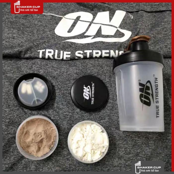 Bình lắc tập gym thể thao Shake bottle ON Gold Standard 3 ngăn