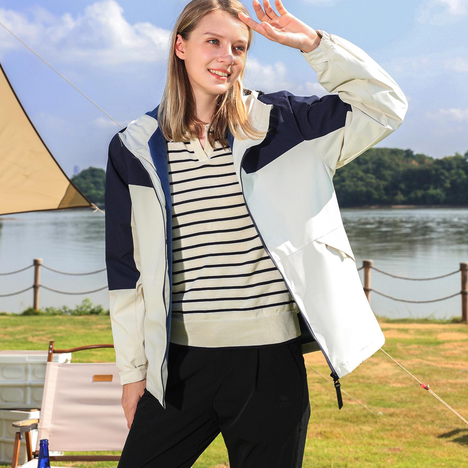 Women Hooded Softshell Jacket Hiking Jacket with Pockets for Skiing Cycling