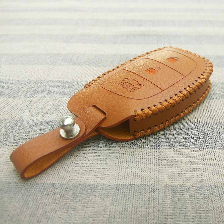 Bao da 3 nút chìa khóa smartkey xe hơi Hyundai