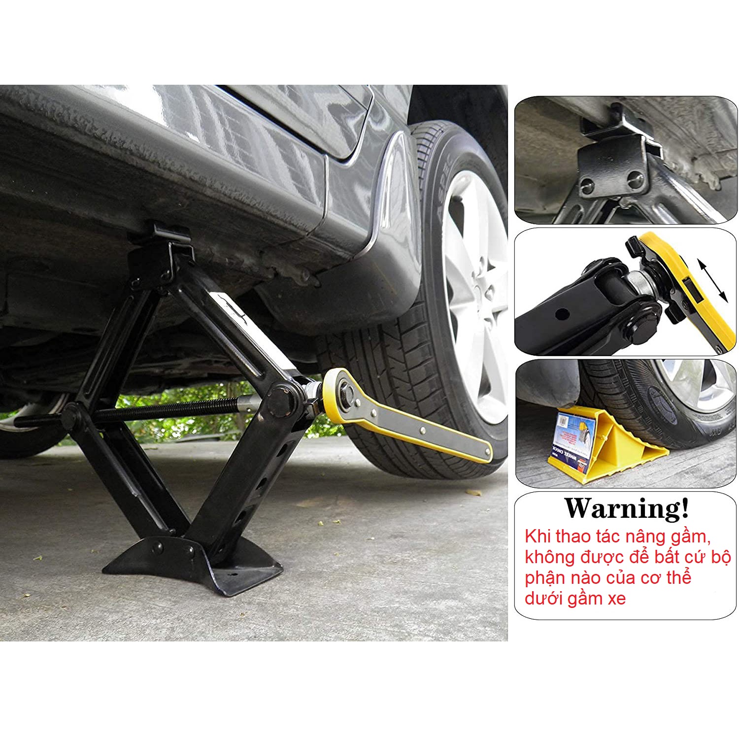 Kích nâng gầm xe ô tô - Kích lốp ô tô chữ A đầu bám xoay 360 độ - Tay siết lực cờ lê tròng tự động, tải trọng 2 Tấn
