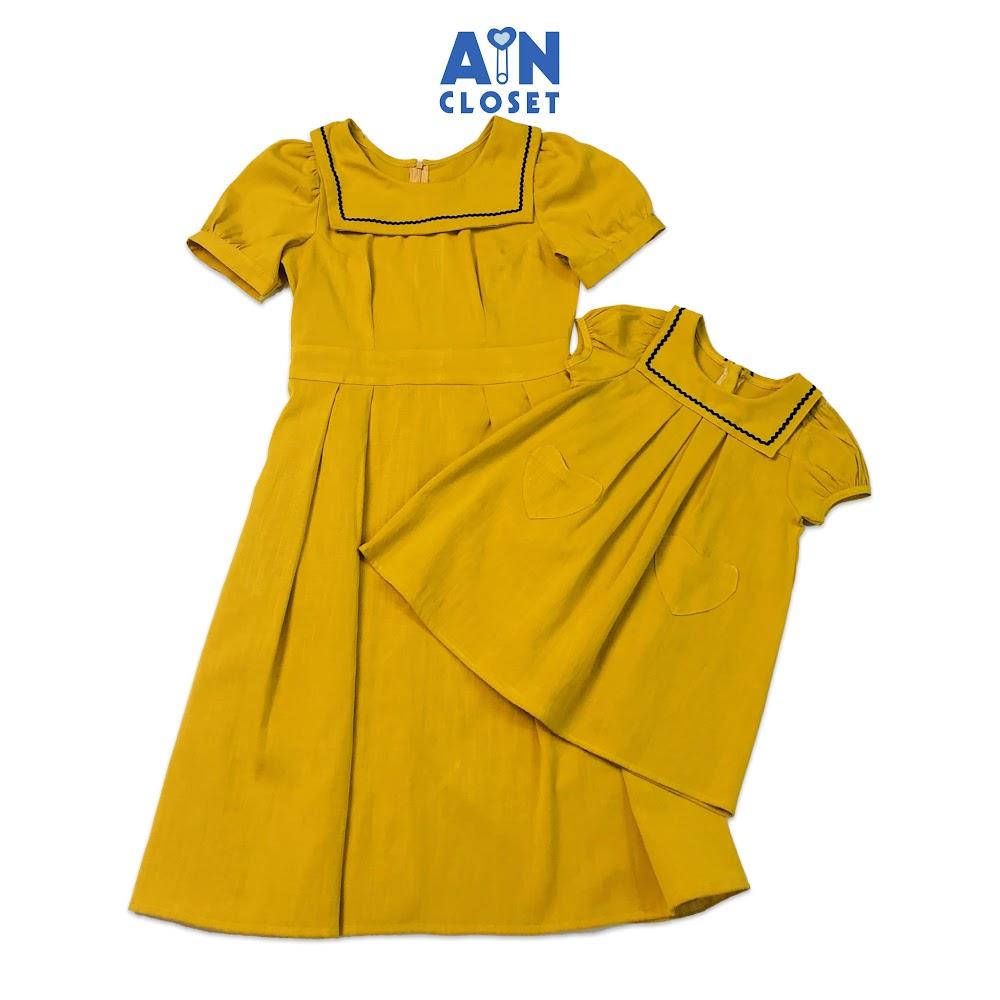 Đầm bé gái baby doll Vàng tim cổ thủy thủ thun cotton - AICDBGT5ROWL - AIN Closet