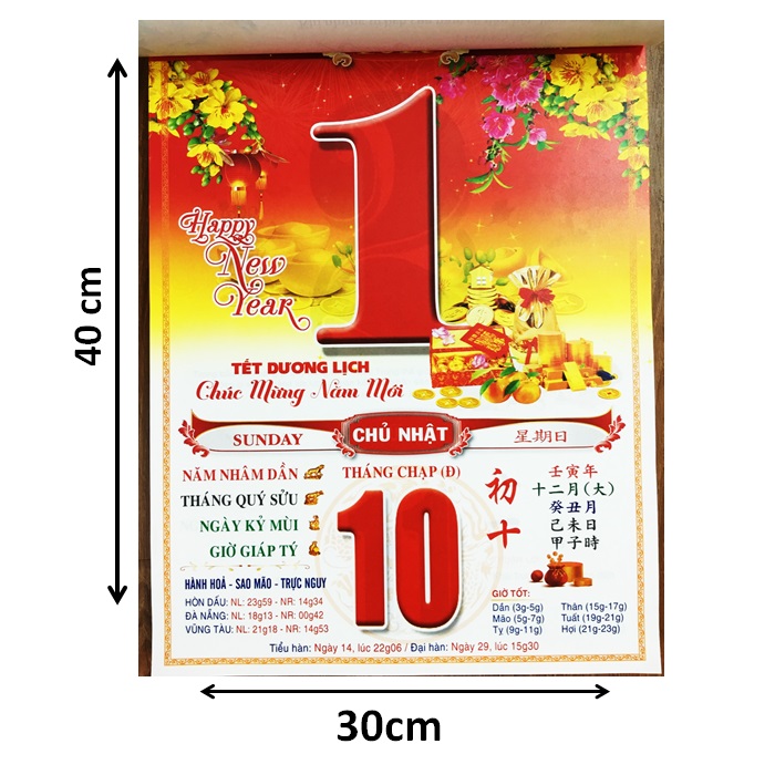 Lịch Bloc rời cỡ lớn 30 x 40 cm – Thư pháp và phong thủy