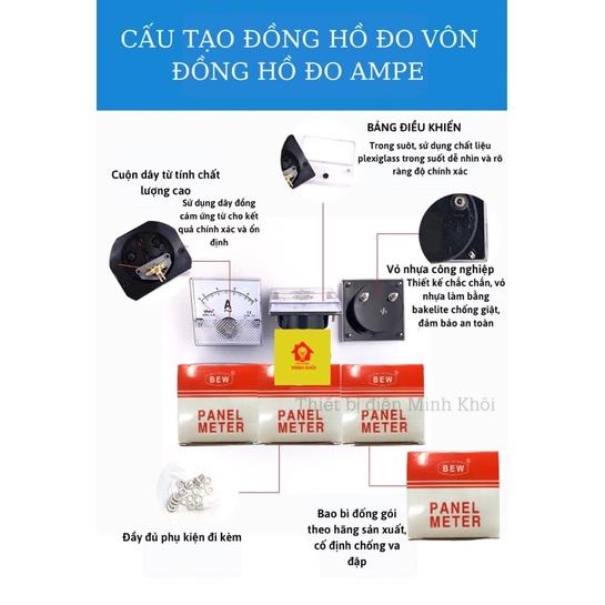 Đồng hồ đo vôn kế xoay chiều mặt 80 Bew DC , dòng điện ampe, Đồng hồ lắp đặt tủ điện