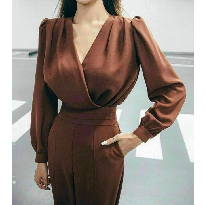 JUMPSUIT QUẦN DÀI NÂU SANG TRỌNG