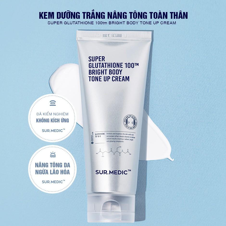 Kem Nâng Tone Da Toàn Thân Super Glutathione 100TM Bright Body Tone Up Cream 150ml