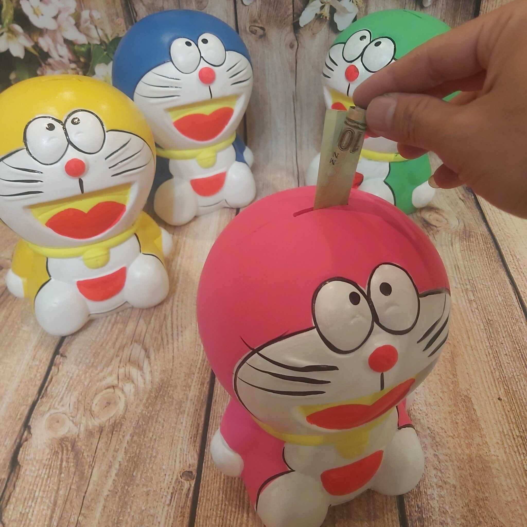 Hình ảnh Heo Đất Tiết Kiệm mẫu DORAEMON cực HOT - Ống Heo làm quà tặng 4 màu lựa chọn