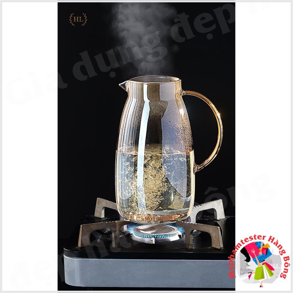 Full Bộ Bình Cốc Thủy Tinh Vàng Hổ Phách Borosilicate Siêu Sang | Trọn Bộ Bình Cốc Đun Trực Tiếp Vàng Nắp Inox 2022