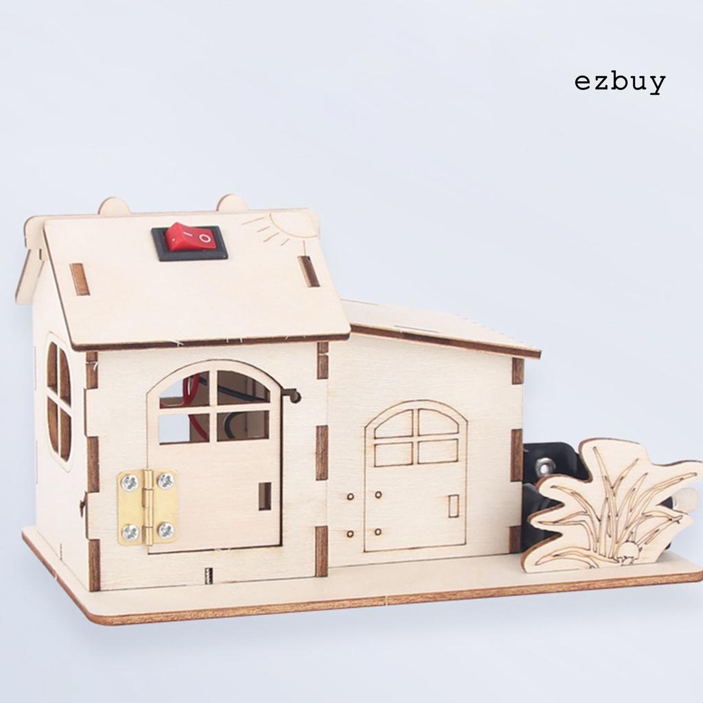 EY-Wooden Puzzle Educational Luminous Handcraft Solar House Model Puzzle Toy for Children