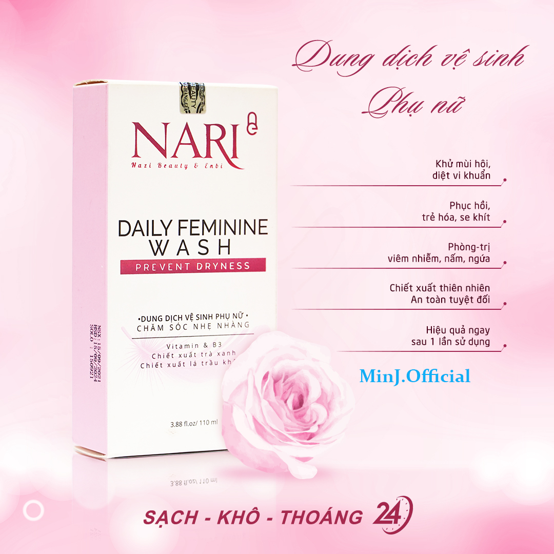 Dung dịch vệ sinh phụ nữ Nari ( DAILY FEMININE WASH) Sạch mịn thơm lưu hương suốt cả ngày Tuýp 110Ml