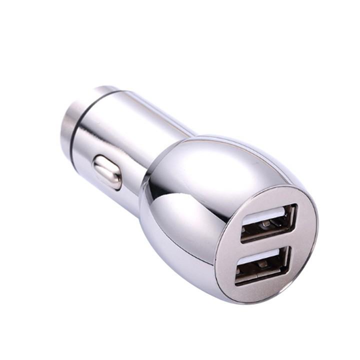 Tẩu Sạc Điện Thoại 2 Cổng USB Cao Cấp Vỏ Kim Loại M7 Trên Ô Tô - HOt