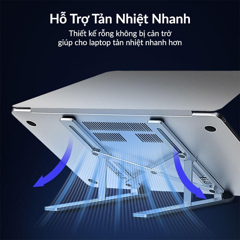 Giá Đỡ Laptop Stand WiWU S400 / ACOME ALS01 hợp kim Nhôm, Có Thể Gấp Gọn, 6 Mức Độ Điều Chỉnh Độ Cao, Tản Nhiệt Cho Macbook