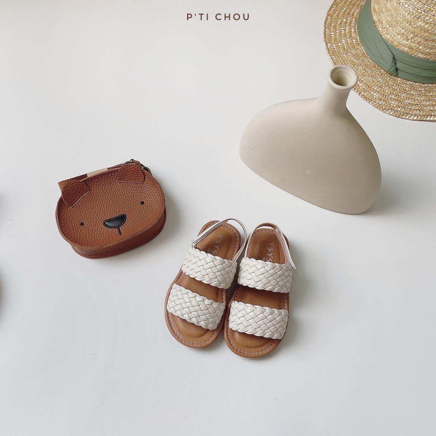 Sandal cao cấp hoạ tiết đan chéo