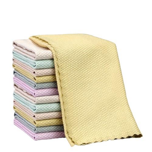 Sét 10 khăn lau vảy cá đa năng lau bát đĩa, lau gương, lau kính ô tô, lau đủ các thứ size 25x25