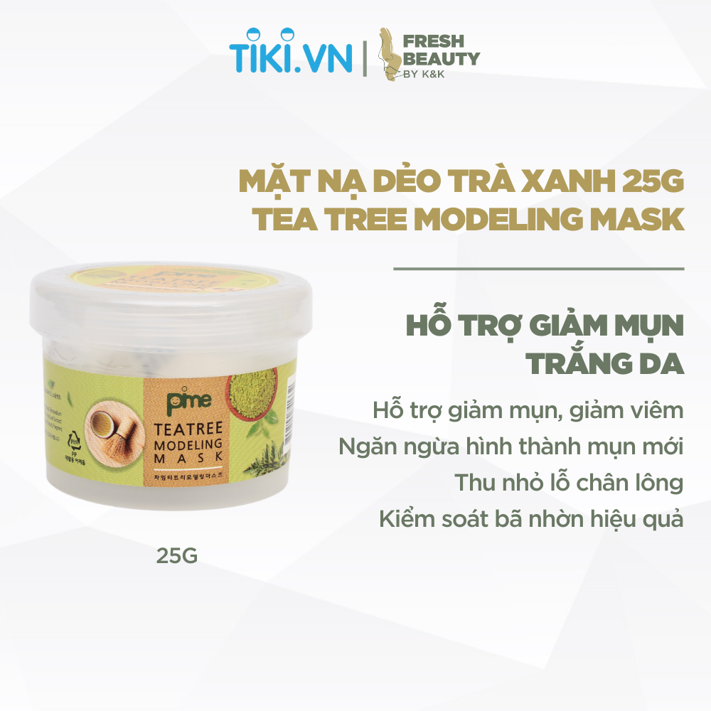 Mặt nạ dẻo trà xanh PIME Tea Tree Mask giảm viêm mụn, hút và kiềm dầu, làm sáng da  25g