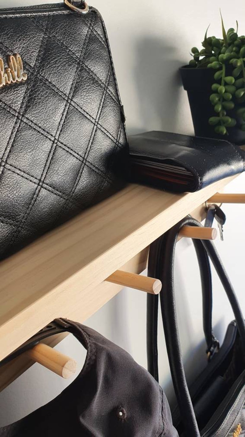 Giá Gỗ Treo Tường Móc Treo quần áo Trang Trí kệ để đồ gỗ thông tự nhiên