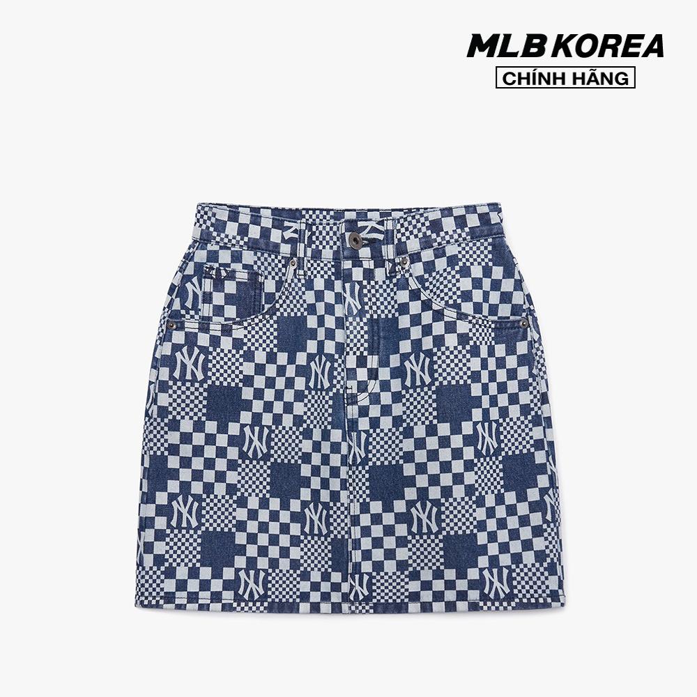 MLB - Chân váy mini denim chữ A Checkerboard 3FDSM0223