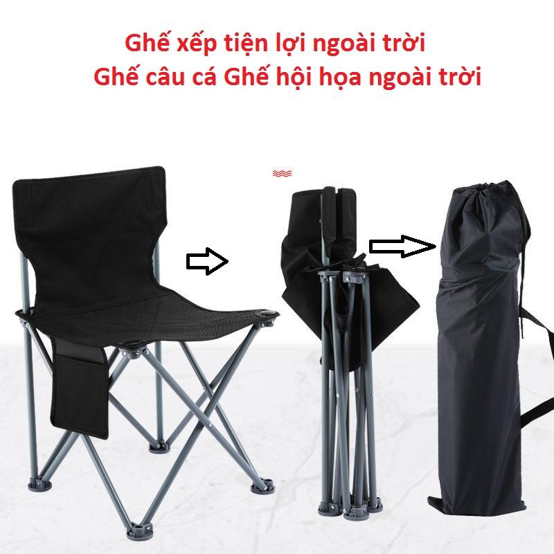 Ghế câu cá dã ngoại gấp gọn ghế xếp dã ngoại gấp gọn sơn tinh điện tặng kèm túi