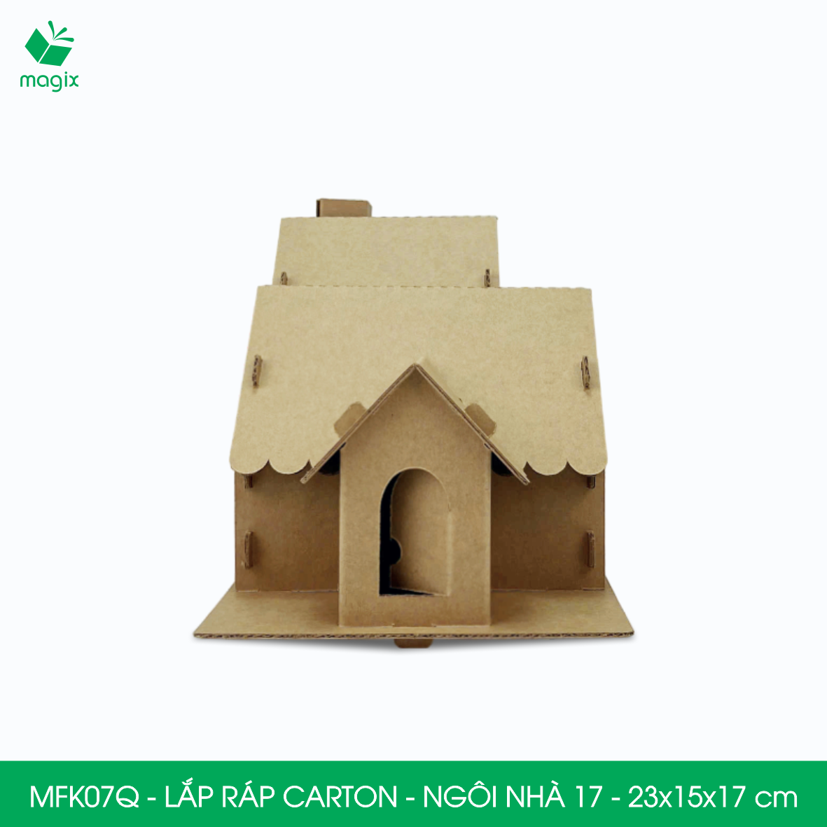 MFK07Q - 23x15x17 cm - Mô hình ngôi nhà lắp ráp từ bìa carton cao cấp, nhà giấy carton mini sáng tạo