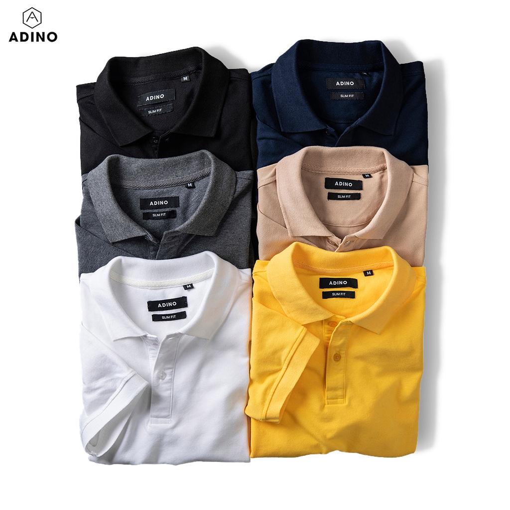 Áo polo nam ADINO 6 màu vải cotton co giãn nhẹ dáng công sở slimfit hơi ôm trẻ trung PL40-PL50