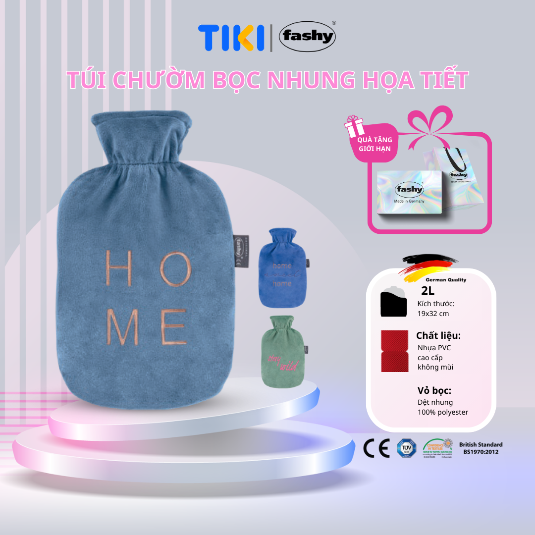Túi chườm Fashy Germany Bọc Nhung thêu chữ đặc biệt 100% nhập khẩu từ Đức