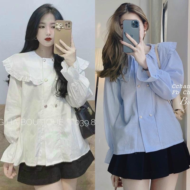 ÁO SƠ MI CỔ BÈO NÚT NGỌC
