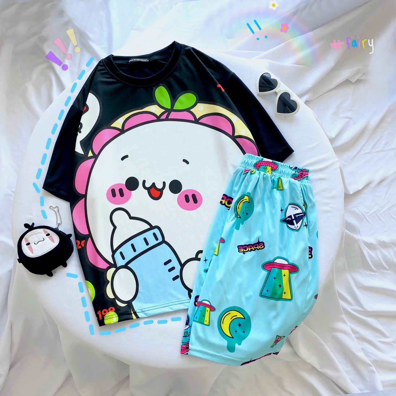 Quần Short Cartoon Unisex, Quần Đùi Hoạt Hình Loang Màu Phiên Bản Mới - MM
