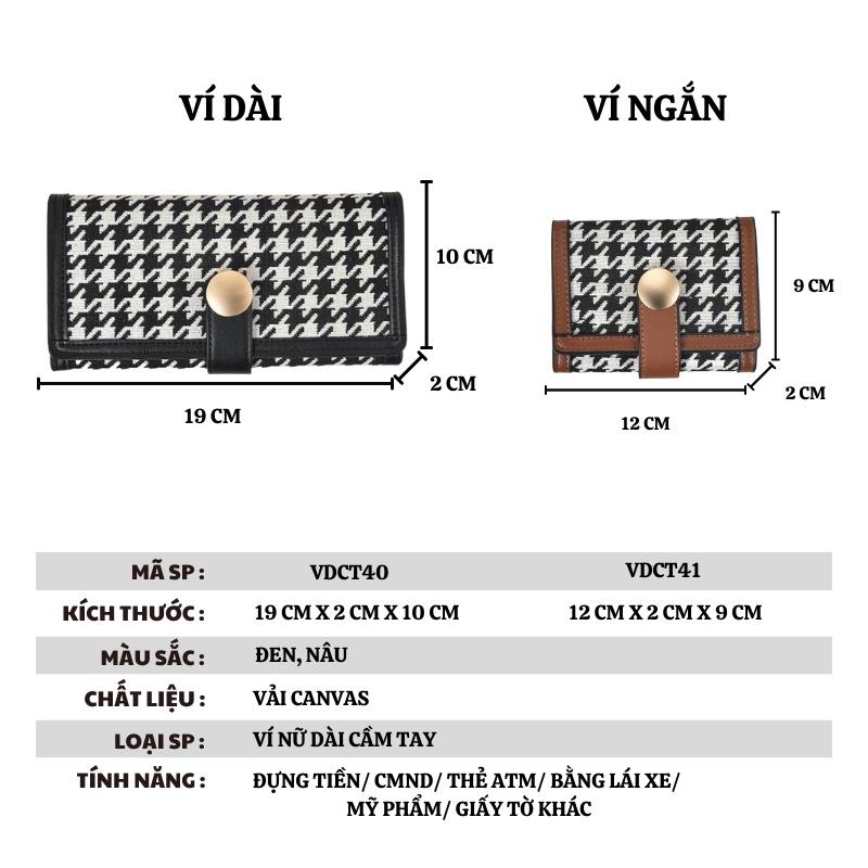 Ví nữ cầm tay cao cấp thời trang Hàn Quốc dễ thương vải canvas đựng tiền nhiều ngăn dài đẹp sang trọng LUKADO VDCT40