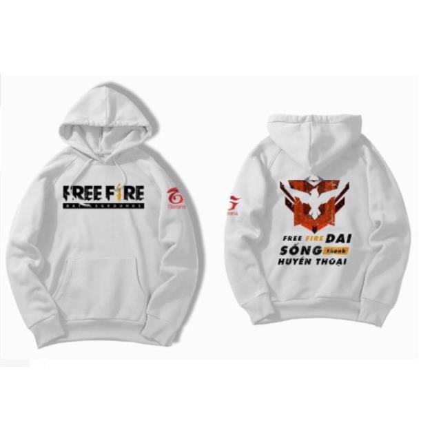 SALE- Áo Hoodie Trắng FREE FIRE Sống Dai Thành Huyền Thoại Vải Nỉ Mềm Mịn Cao Cấp - áo FF chất