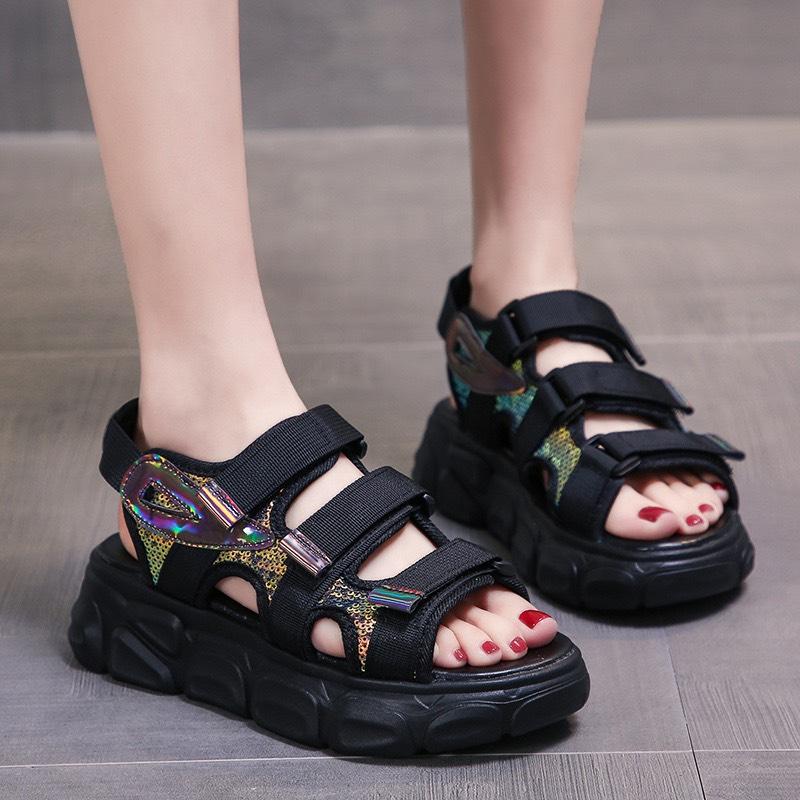 Sandal nữ 3 quai ngang đen có quai hậu sau sandal ulzzang đi học mã GSN10