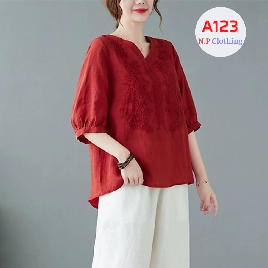 Áo Kiểu Nữ Trung Niên, Mẫu Áo Cho Mẹ Trung Niên U50+ Cổ V Sang Trọng ,Nhã Nhặn, Thoải Mái